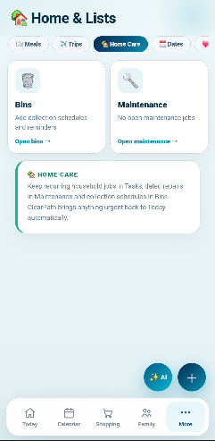 Home and care section